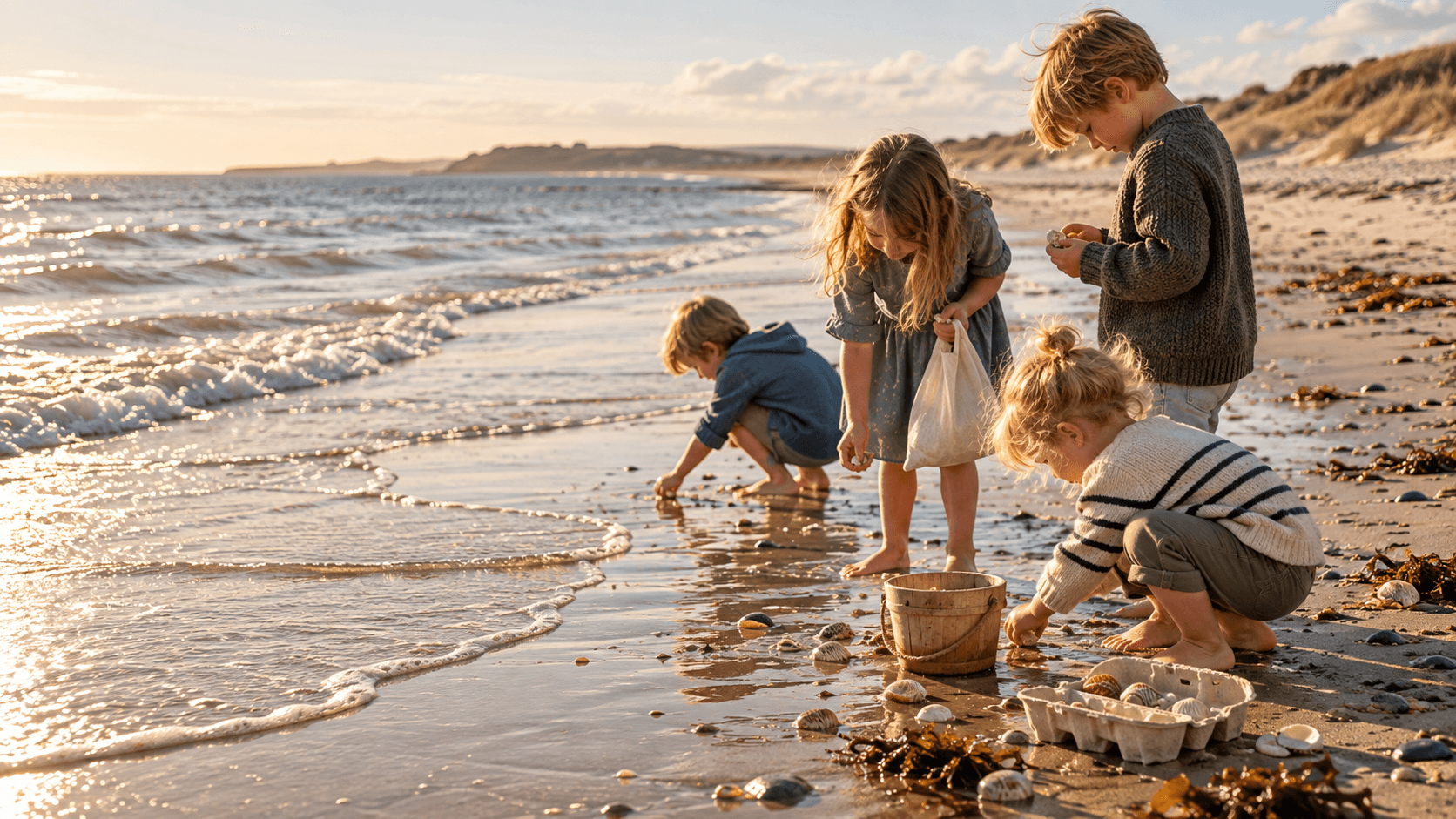 Muschelsuche am Strand